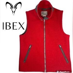 IBEX Merino Wool Vest Full Zip - Small - Red, Gray